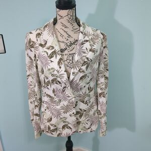 Solitaire Career Linen Blend Floral Print Blazer medium